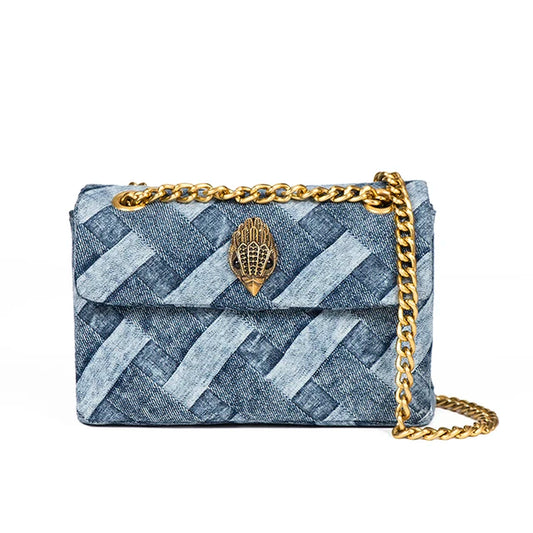 "Get the trendy Fanshion Women's Handbag with Denim Weave Print and Cross Body Patchwork! 💼✨ #Fashion #Handbag #Denim"