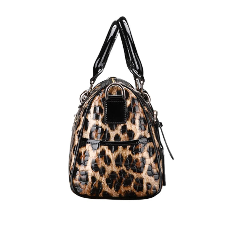 Classic Fashion Leopard Pattern Cowhide Women'S Handbag Large Capacity Daily Versatile One Shoulder Crossbody Bag