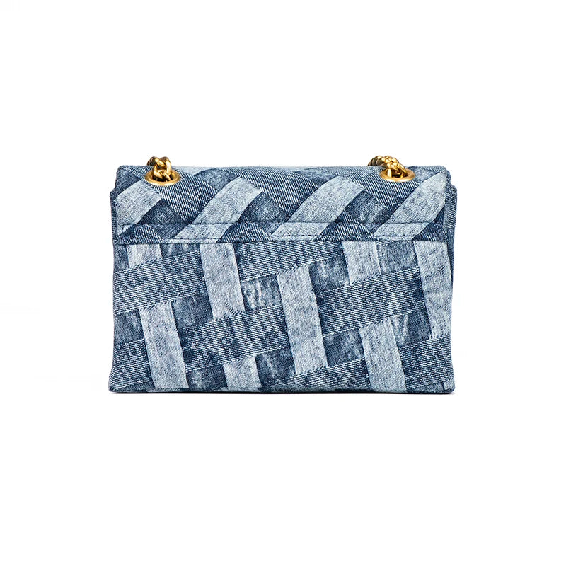 "Get the trendy Fanshion Women's Handbag with Denim Weave Print and Cross Body Patchwork! 💼✨ #Fashion #Handbag #Denim"