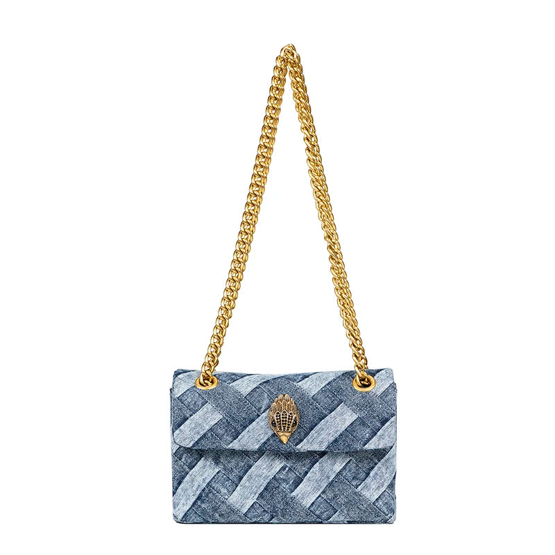 "Get the trendy Fanshion Women's Handbag with Denim Weave Print and Cross Body Patchwork! 💼✨ #Fashion #Handbag #Denim"