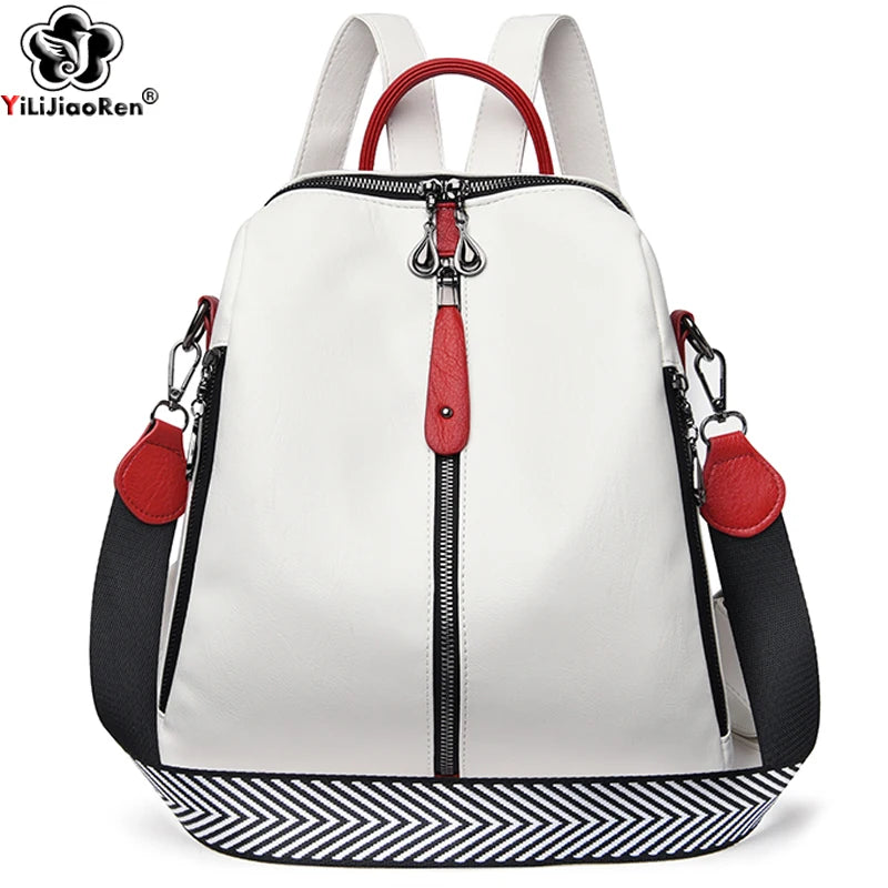 "Fashion Backpack Soft Leather Rucksack"