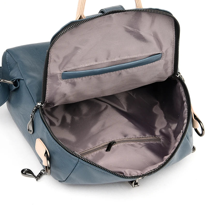 "Fashion Backpack Soft Leather Rucksack"