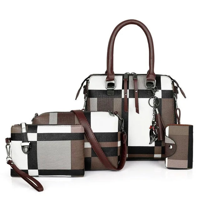 Stylish Plaid Women's Handbags Set with Tassel Detail - Perfect for Travel! #Fashion #Handbags #TravelStyle