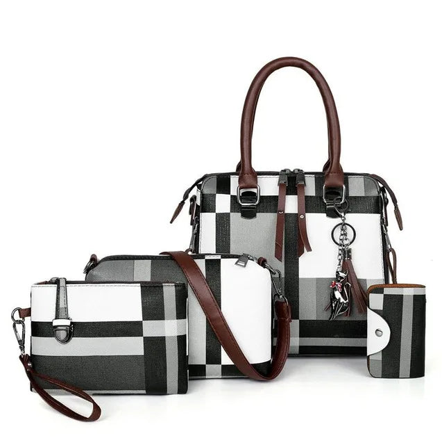 Stylish Plaid Women's Handbags Set with Tassel Detail - Perfect for Travel! #Fashion #Handbags #TravelStyle