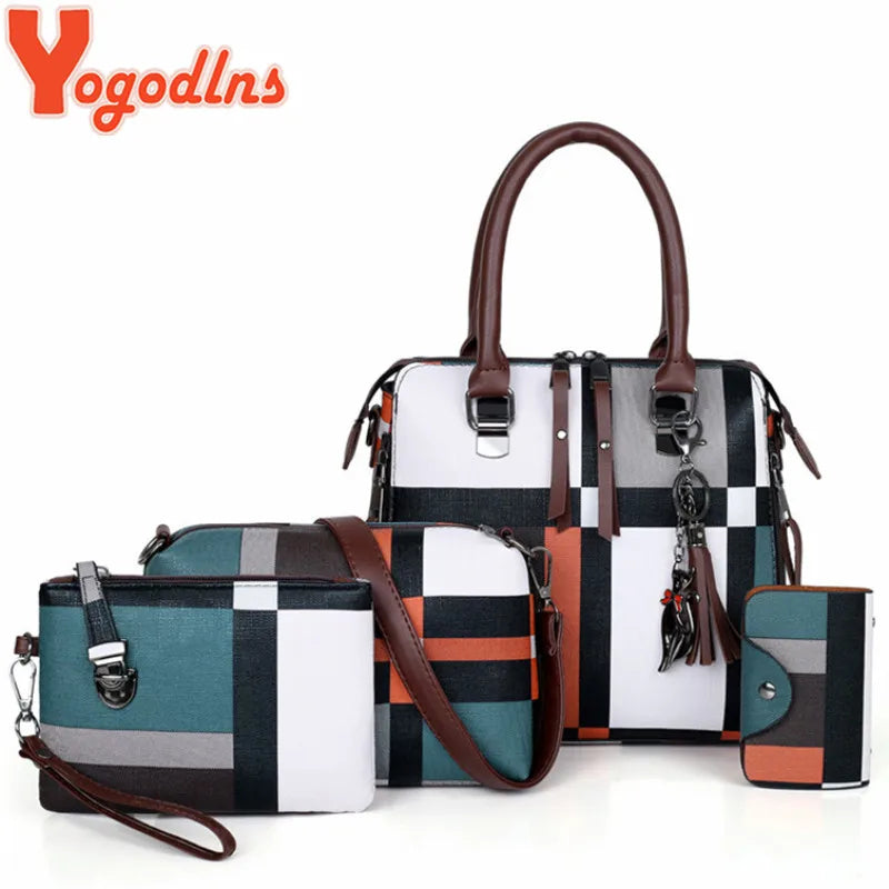 Stylish Plaid Women's Handbags Set with Tassel Detail - Perfect for Travel! #Fashion #Handbags #TravelStyle