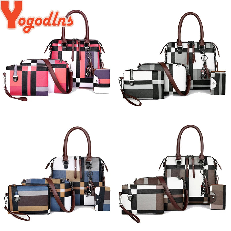 Stylish Plaid Women's Handbags Set with Tassel Detail - Perfect for Travel! #Fashion #Handbags #TravelStyle