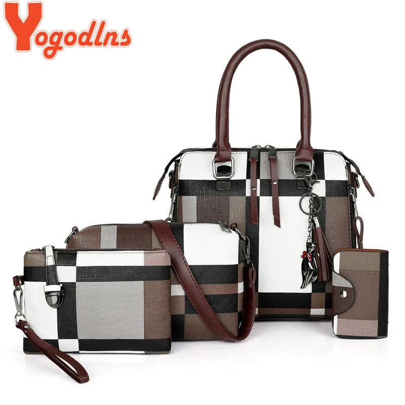 Stylish Plaid Women's Handbags Set with Tassel Detail - Perfect for Travel! #Fashion #Handbags #TravelStyle