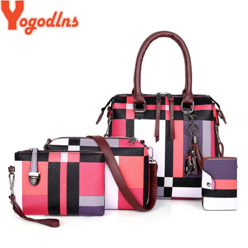 Stylish Plaid Women's Handbags Set with Tassel Detail - Perfect for Travel! #Fashion #Handbags #TravelStyle