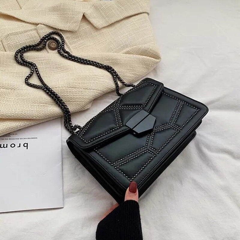 "✨ Stylish Mini Shoulder Bag with Rivet Chain ✨"